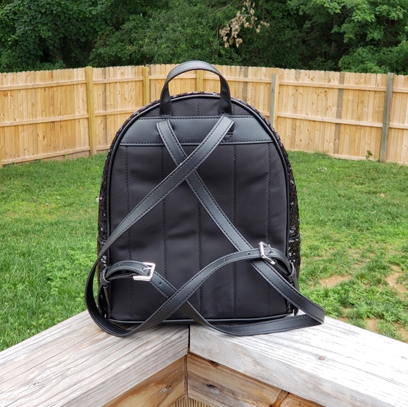 Michael Kors Kenly MD Sequin Backpack Black - Picture 3 of 7
